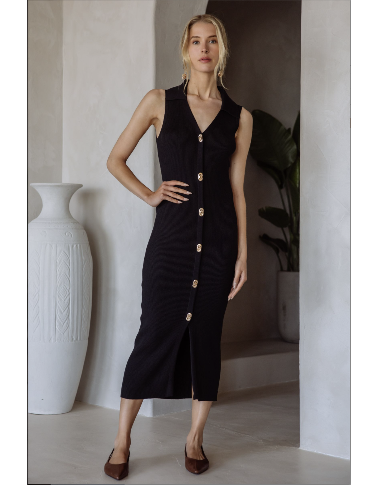RIBBED KNIT TANK DRESS