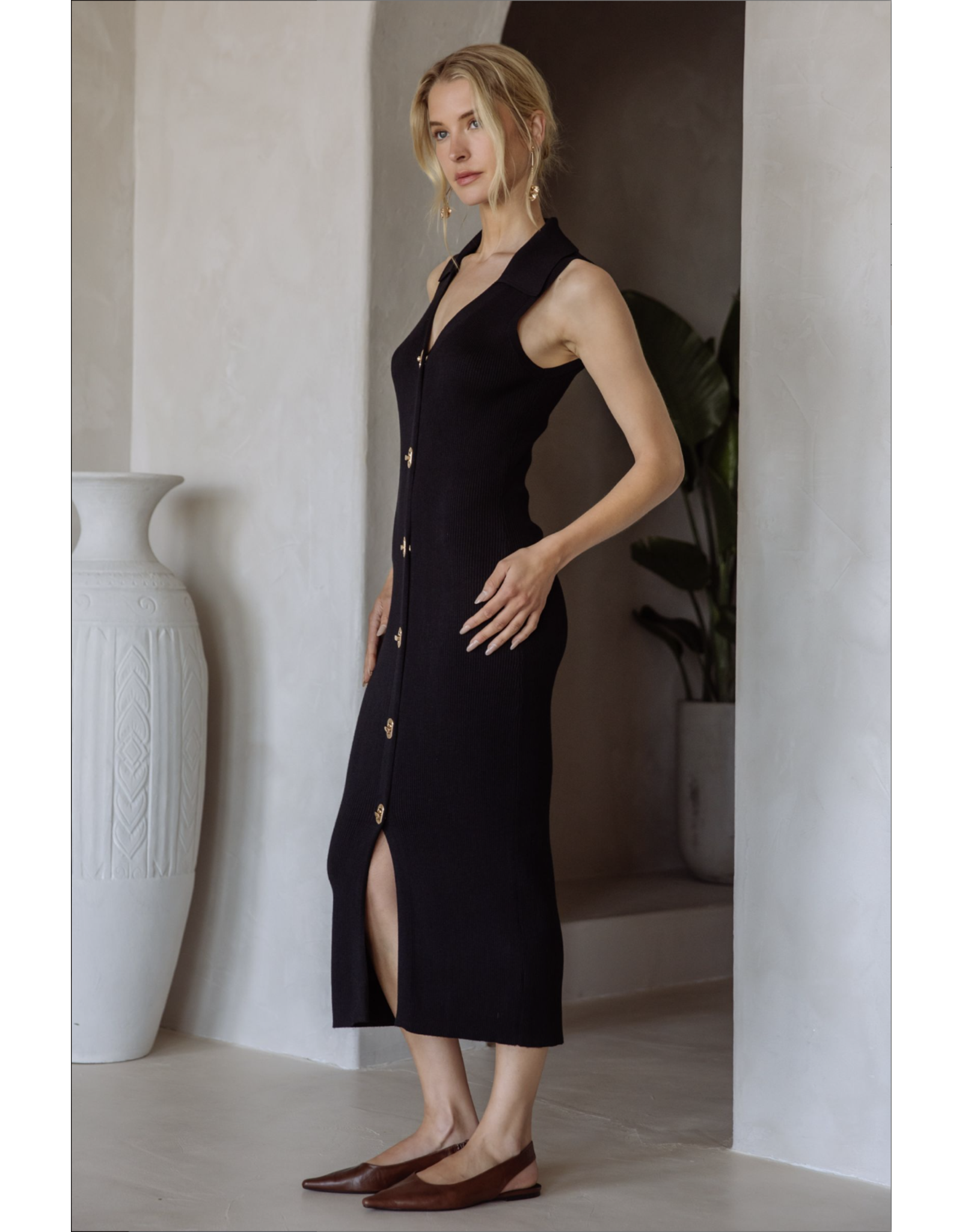 RIBBED KNIT TANK DRESS