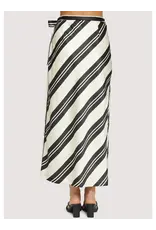 LOST + WANDER SUMMER STRIPED SATIN WRAP SKIRT