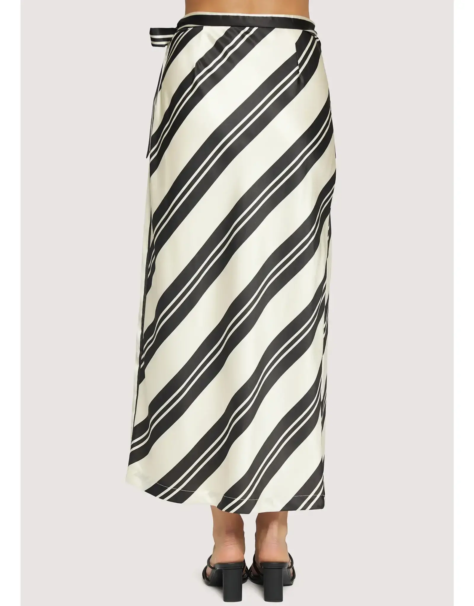 LOST + WANDER SUMMER STRIPED SATIN WRAP SKIRT