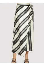 LOST + WANDER SUMMER STRIPED SATIN WRAP SKIRT