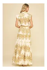 GEOMETRIC PRINT TIERED MAXI DRESS