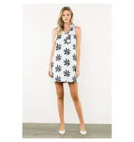 TIE STRAP VNECK PRINT DRESS