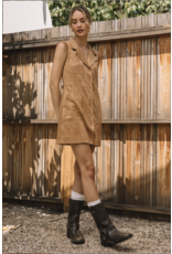 SLVLS BUTTONED FAUX SUEDE MINI DRESS