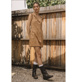 SLVLS BUTTONED FAUX SUEDE MINI DRESS