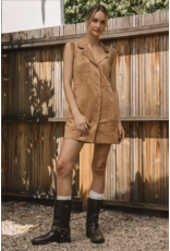 SLVLS BUTTONED FAUX SUEDE MINI DRESS