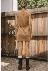 SLVLS BUTTONED FAUX SUEDE MINI DRESS