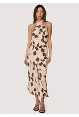 FALL FLORAL HALTER NECK SLIT MIDI