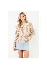 PEARL BUTTON LSLV STRIPE BLOUSE