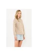 PEARL BUTTON LSLV STRIPE BLOUSE