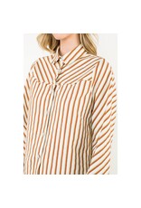 PEARL BUTTON LSLV STRIPE BLOUSE
