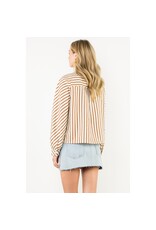 PEARL BUTTON LSLV STRIPE BLOUSE