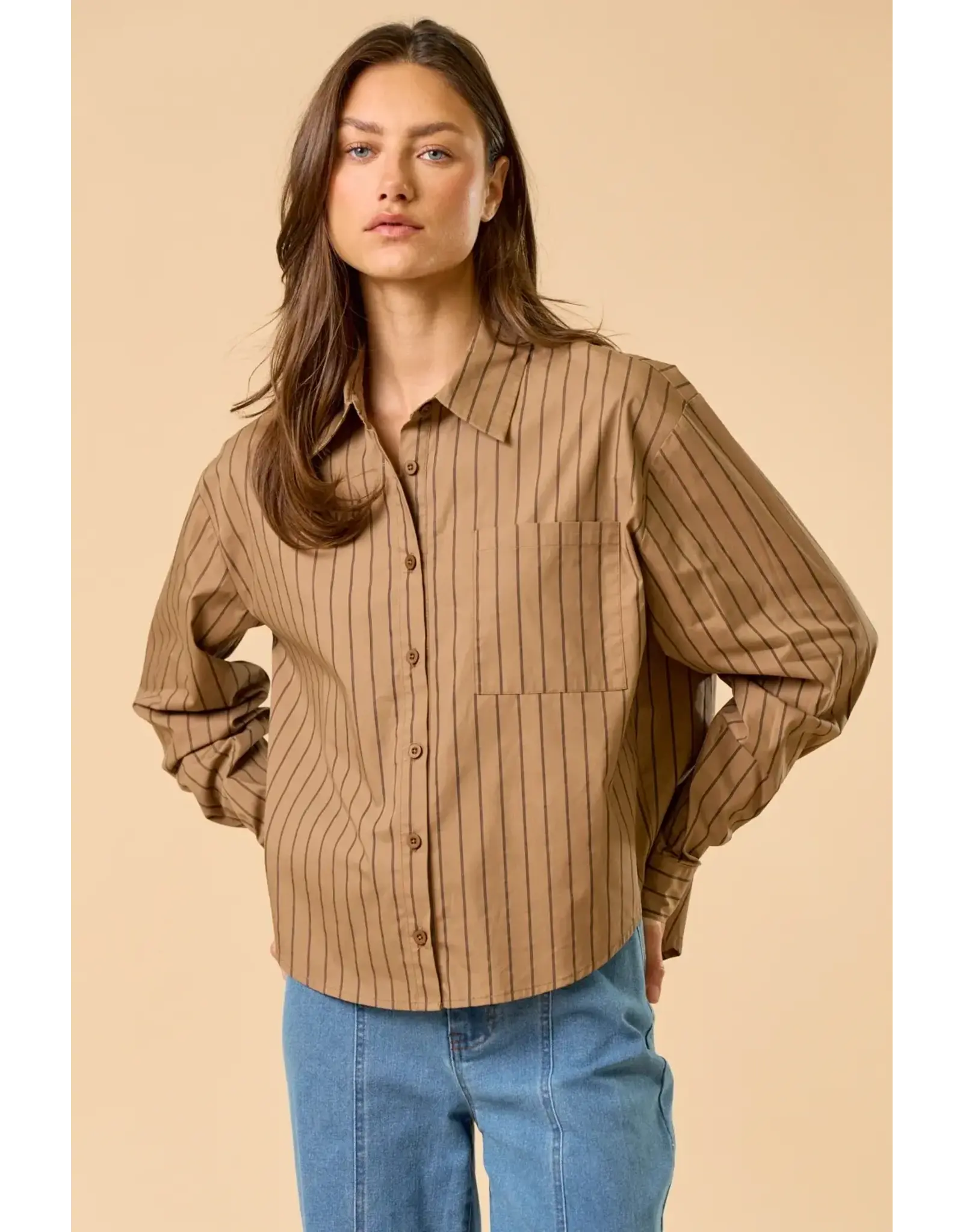 STRIPED BUTTON DOWN BLOUSE