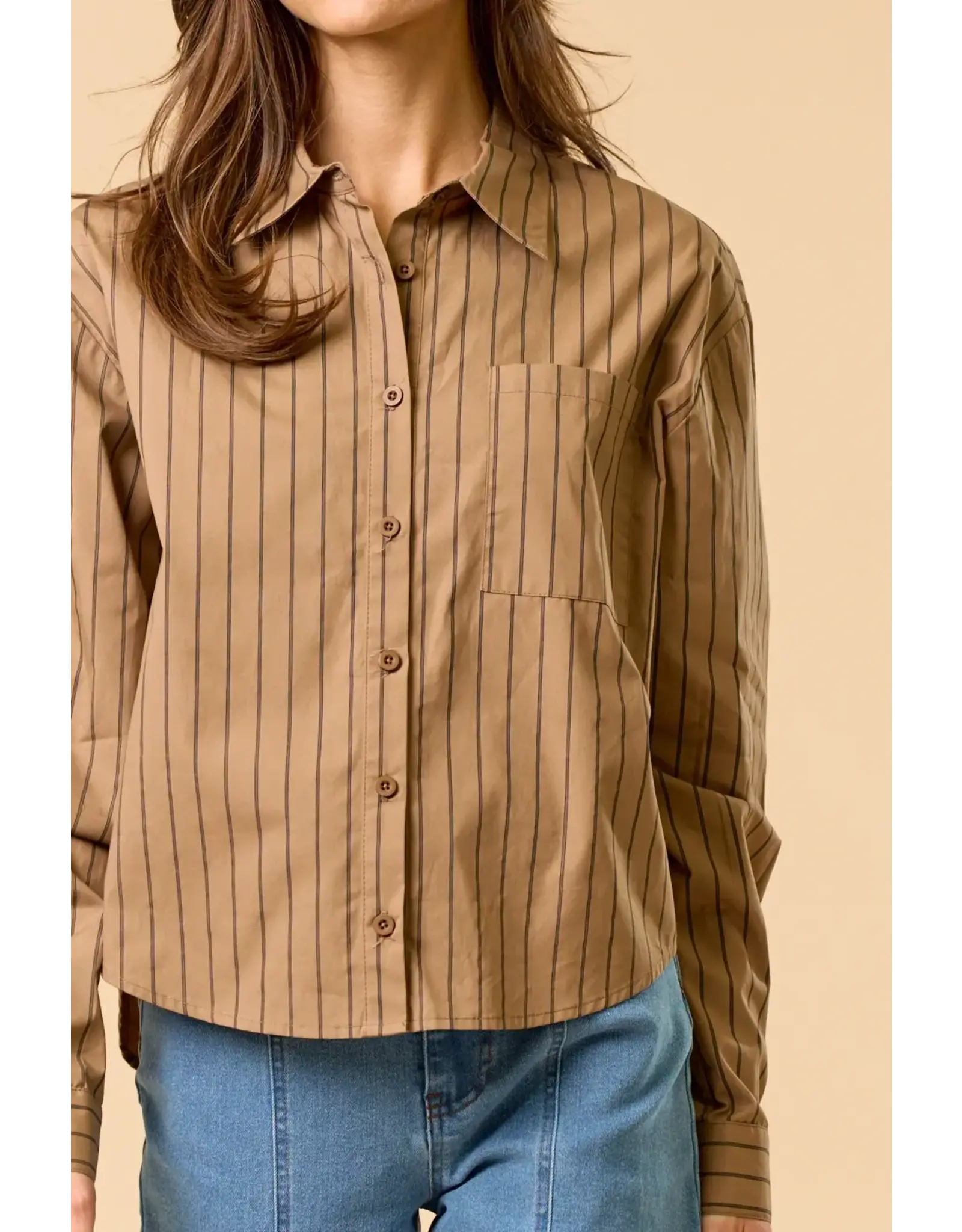 STRIPED BUTTON DOWN BLOUSE