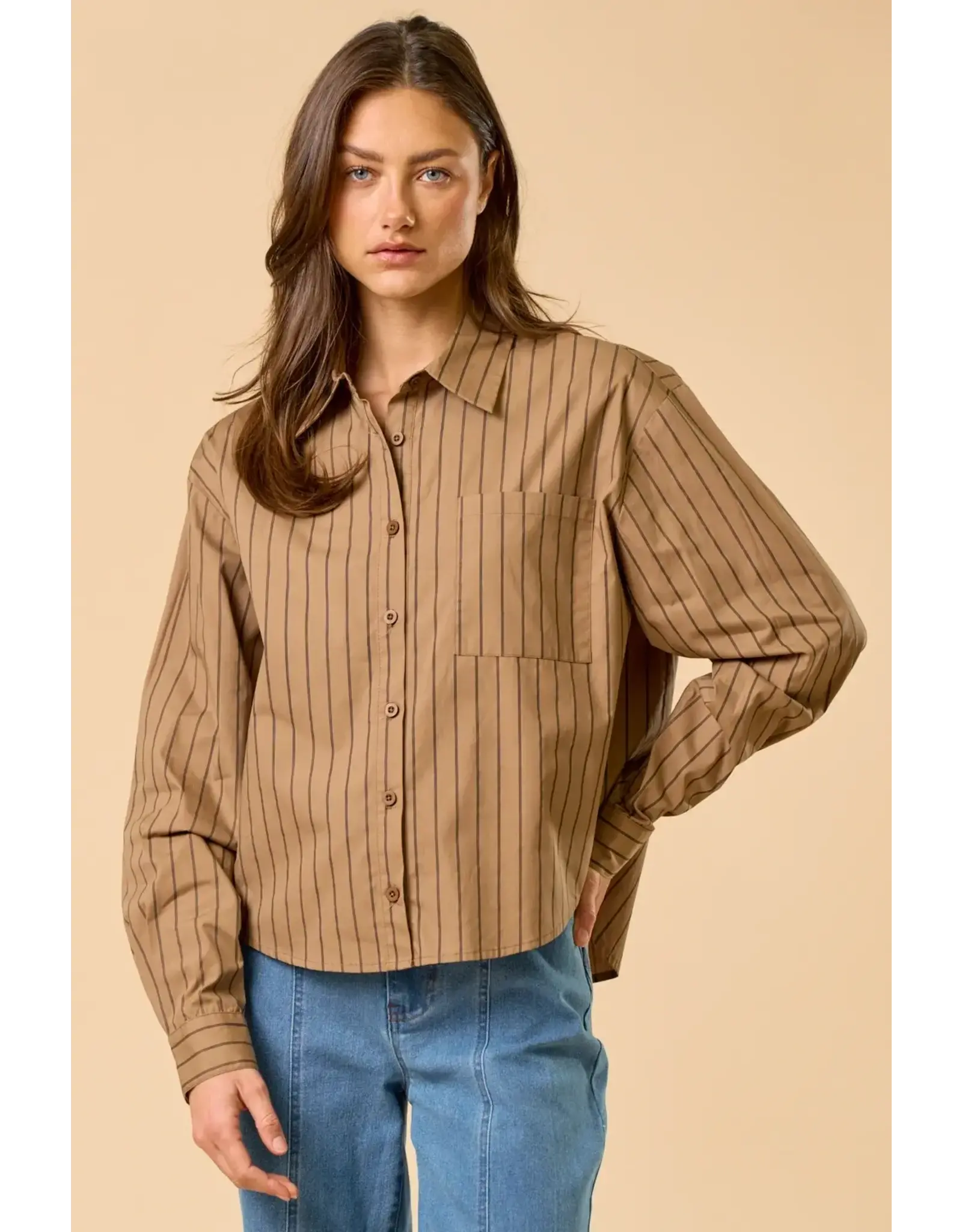 STRIPED BUTTON DOWN BLOUSE