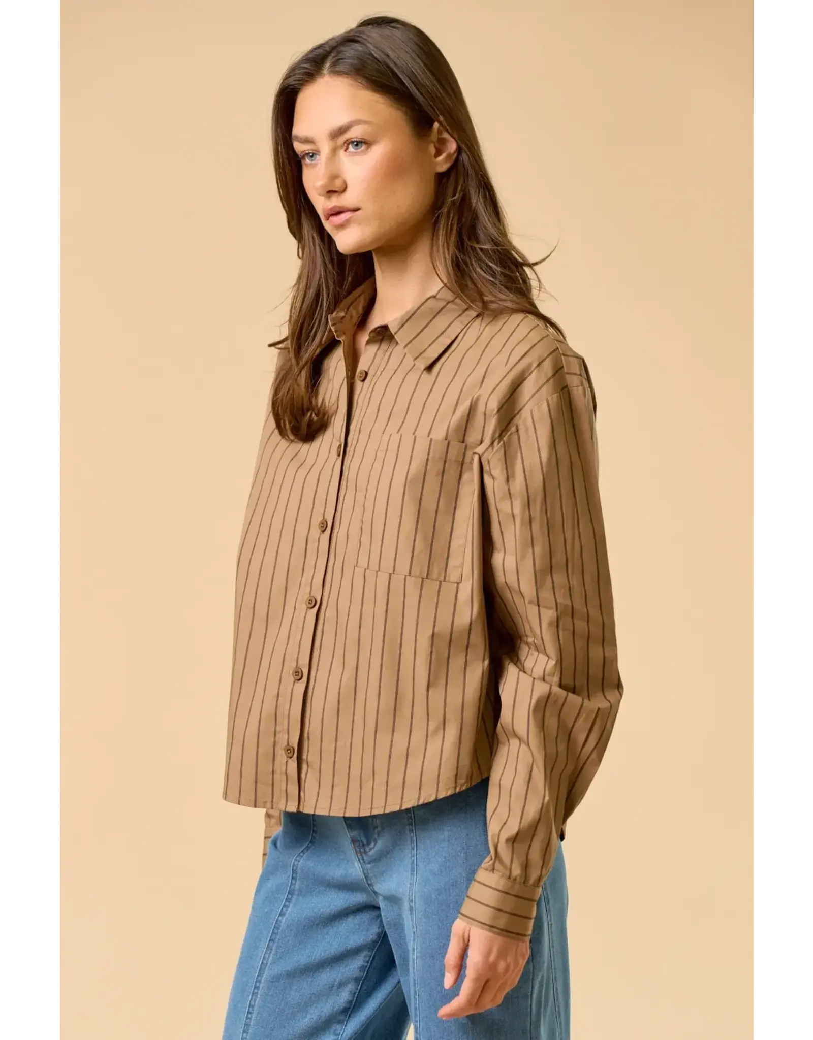 STRIPED BUTTON DOWN BLOUSE