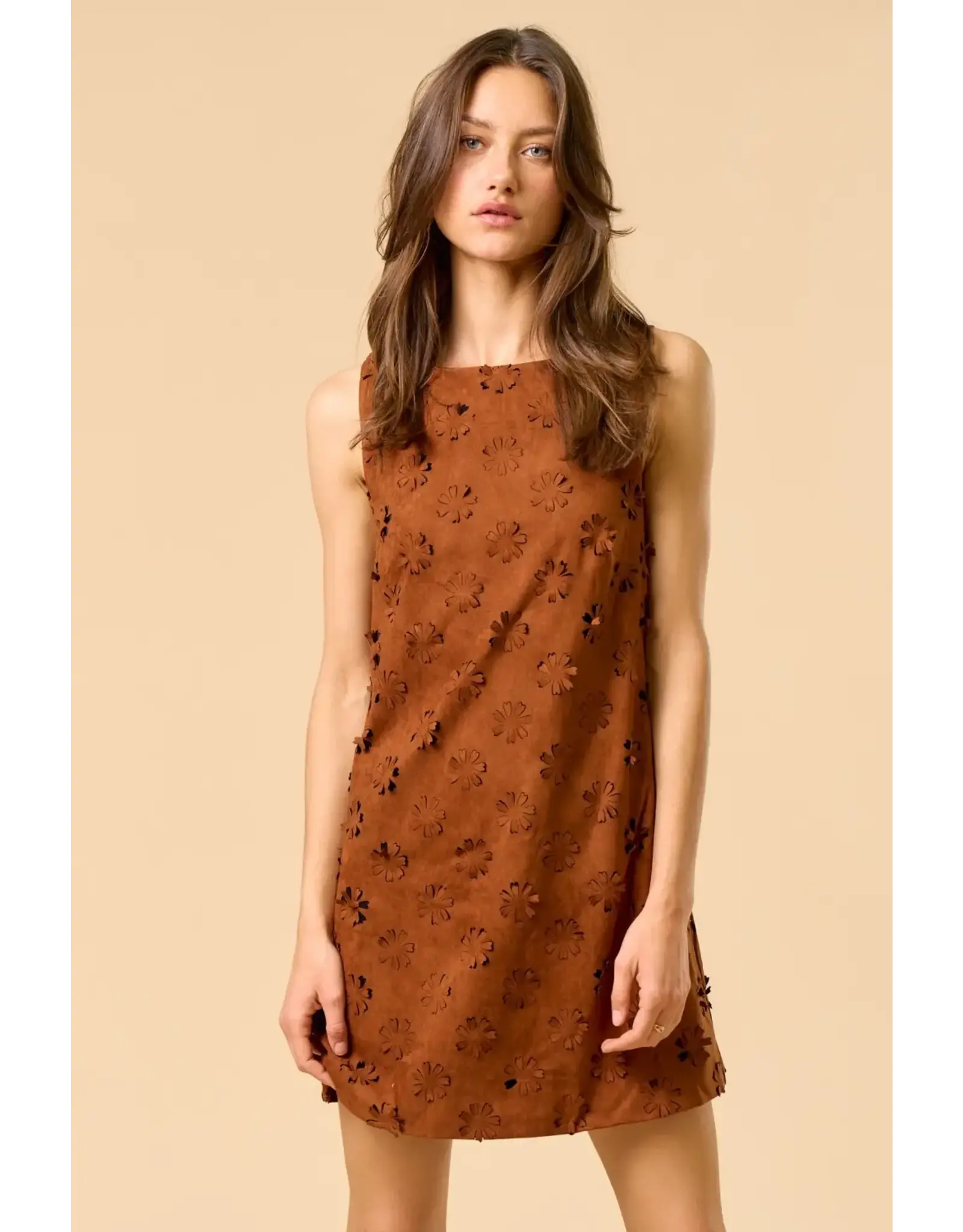 FLOWER CUT OUT SUEDE MINI