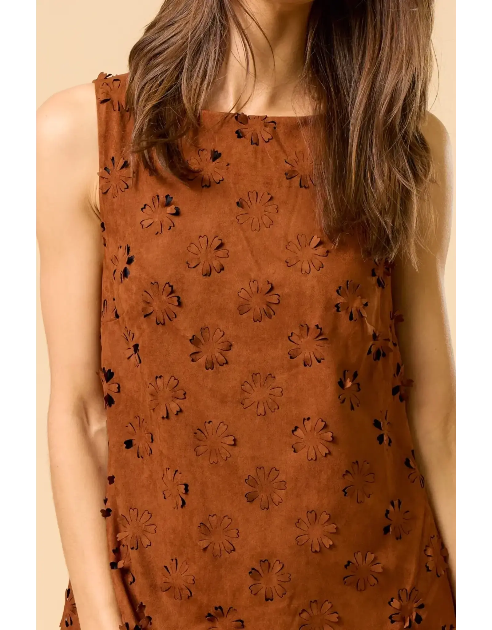 FLOWER CUT OUT SUEDE MINI