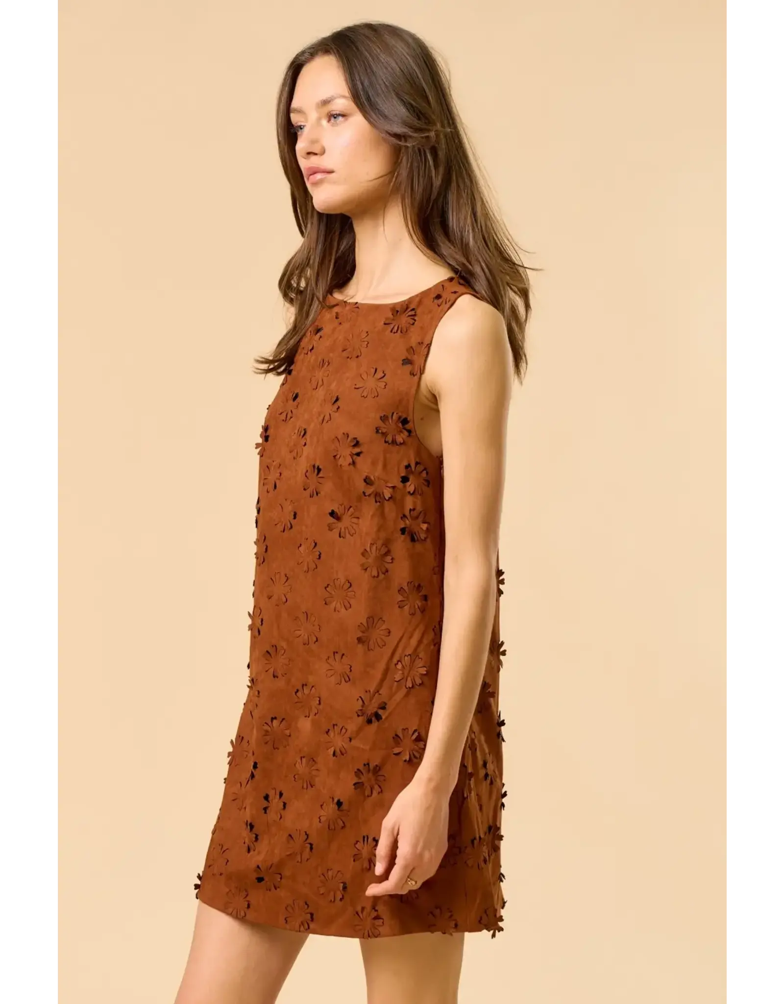 FLOWER CUT OUT SUEDE MINI