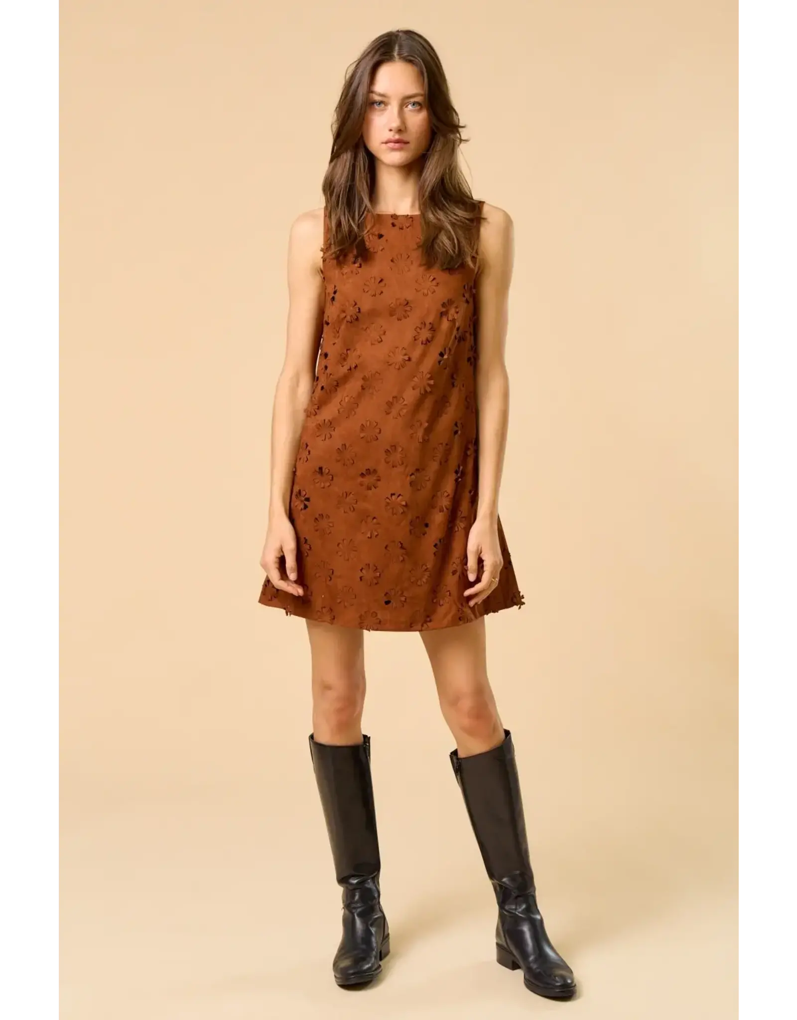 FLOWER CUT OUT SUEDE MINI