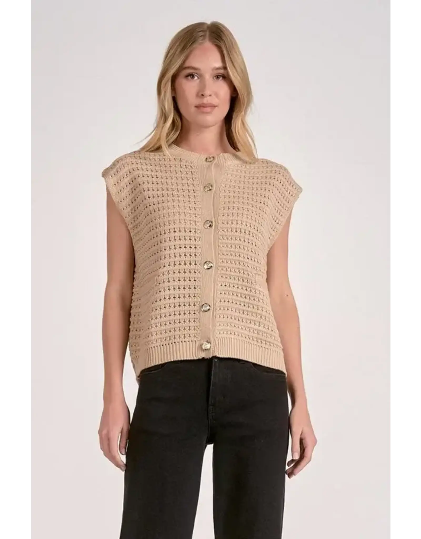 SLVLSS BUTTON DETAIL SWEATER CARDIGAN