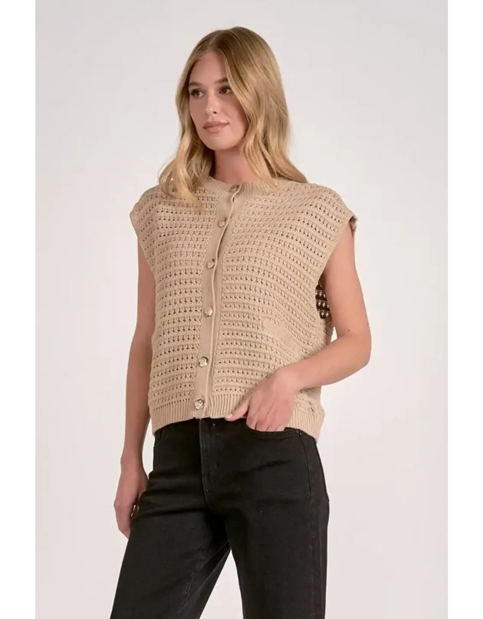 SLVLSS BUTTON DETAIL SWEATER CARDIGAN