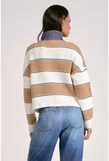 HALF ZIP CABLE STRIPE DETAIL SWEATER
