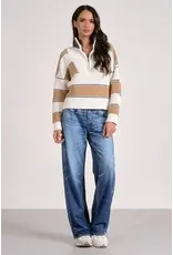 HALF ZIP CABLE STRIPE DETAIL SWEATER