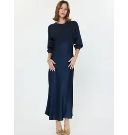3/4 SLV MIXED MEDIA DRESS
