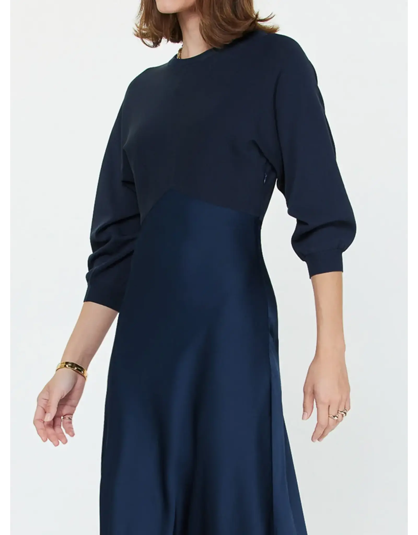3/4 SLV MIXED MEDIA DRESS