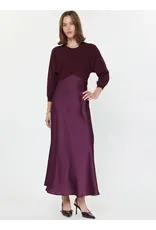 3/4 SLV MIXED MEDIA DRESS