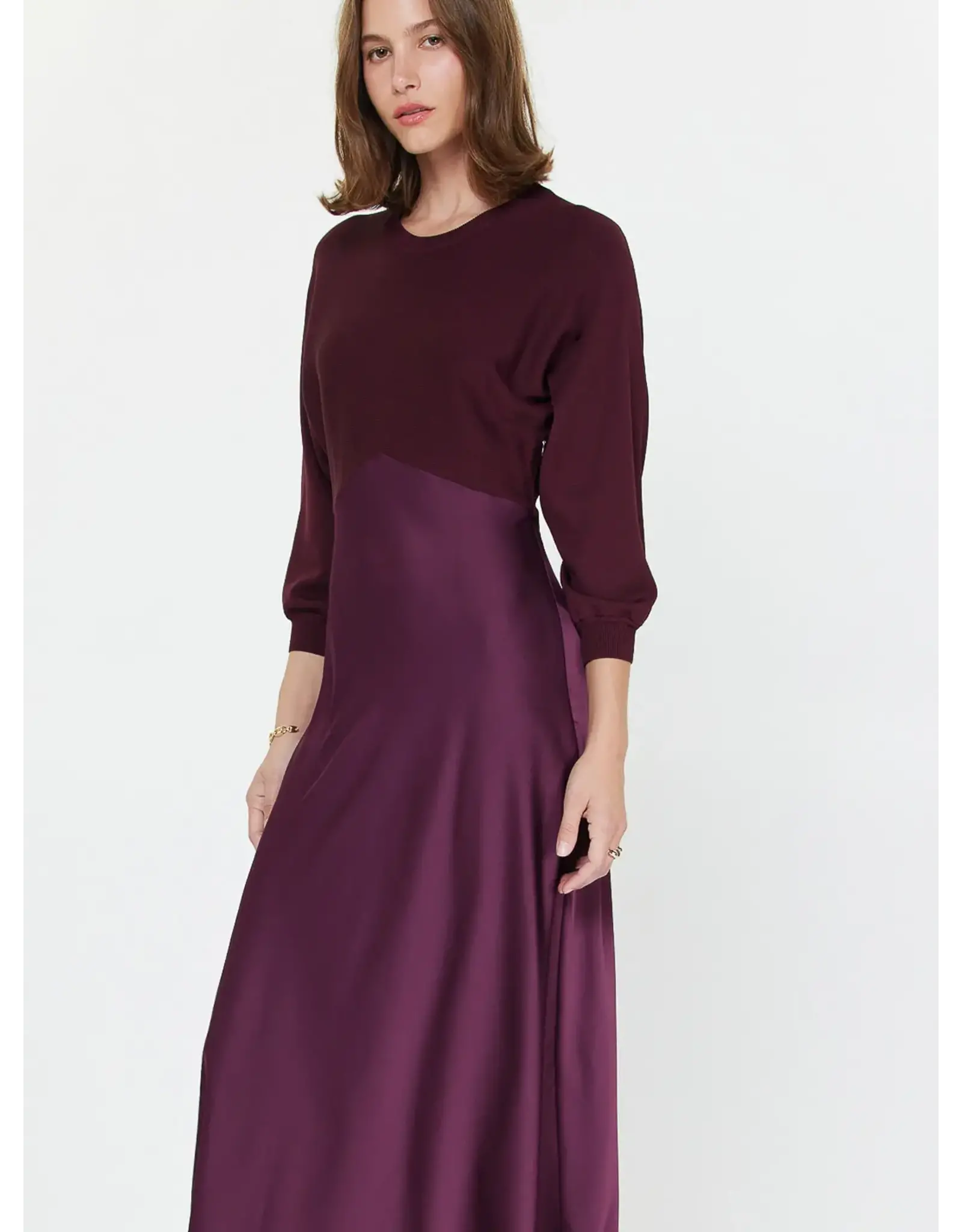 3/4 SLV MIXED MEDIA DRESS