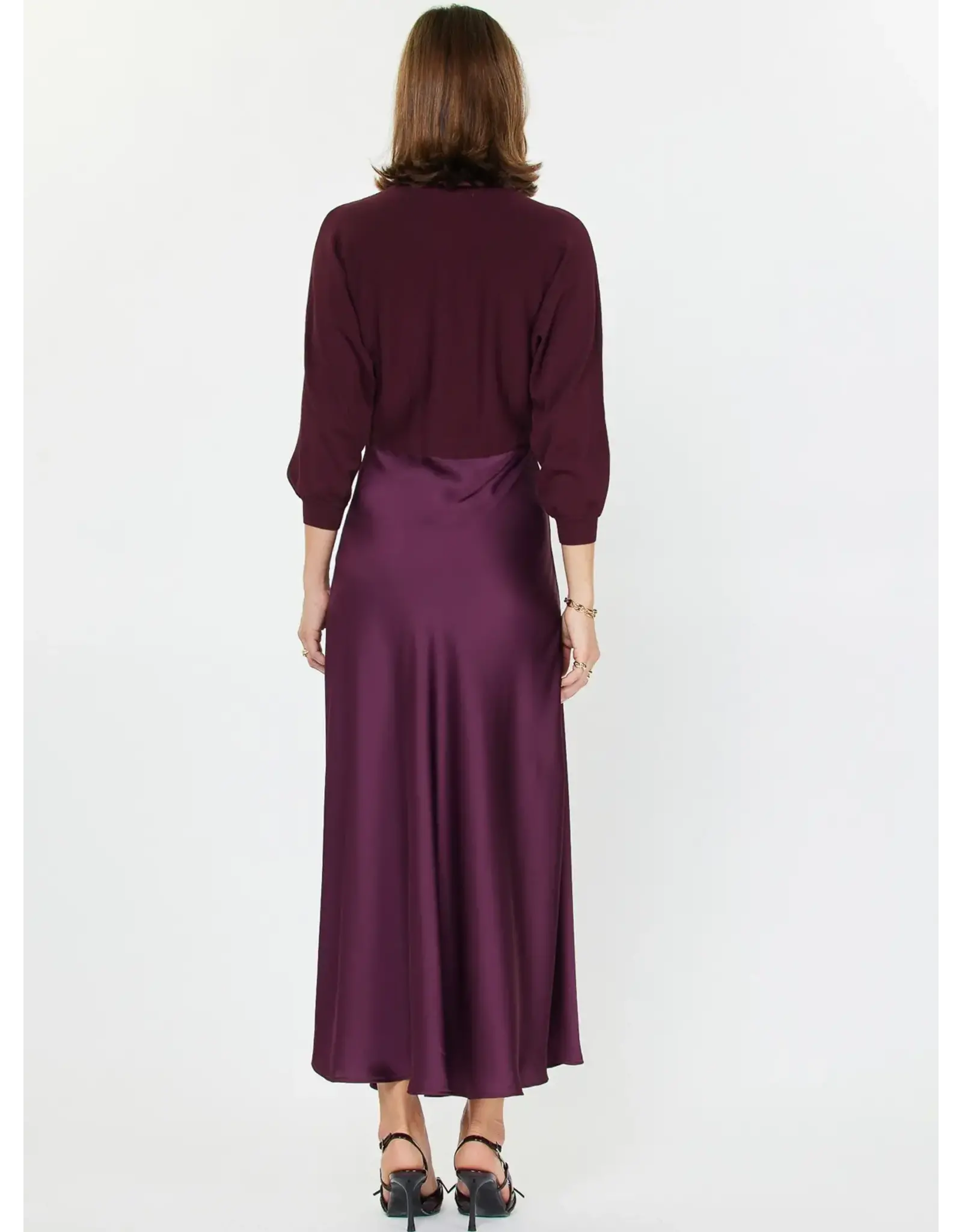 3/4 SLV MIXED MEDIA DRESS
