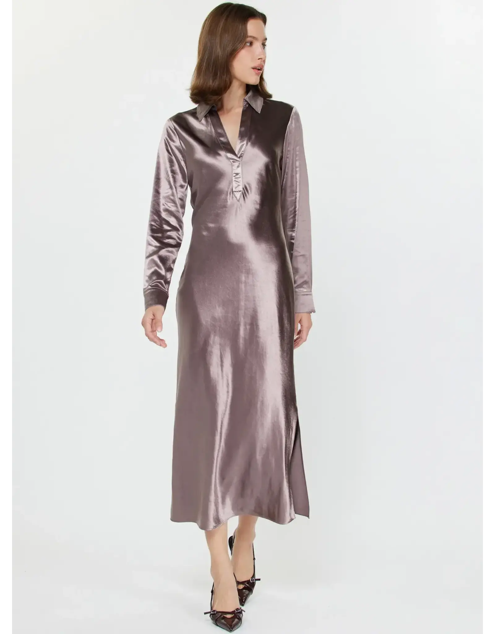 LSLV SILKY SHIRT DRESS