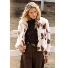 COW PRINT FAUX FUR JACKET