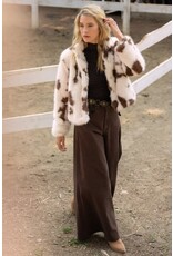 COW PRINT FAUX FUR JACKET