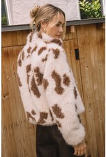 COW PRINT FAUX FUR JACKET