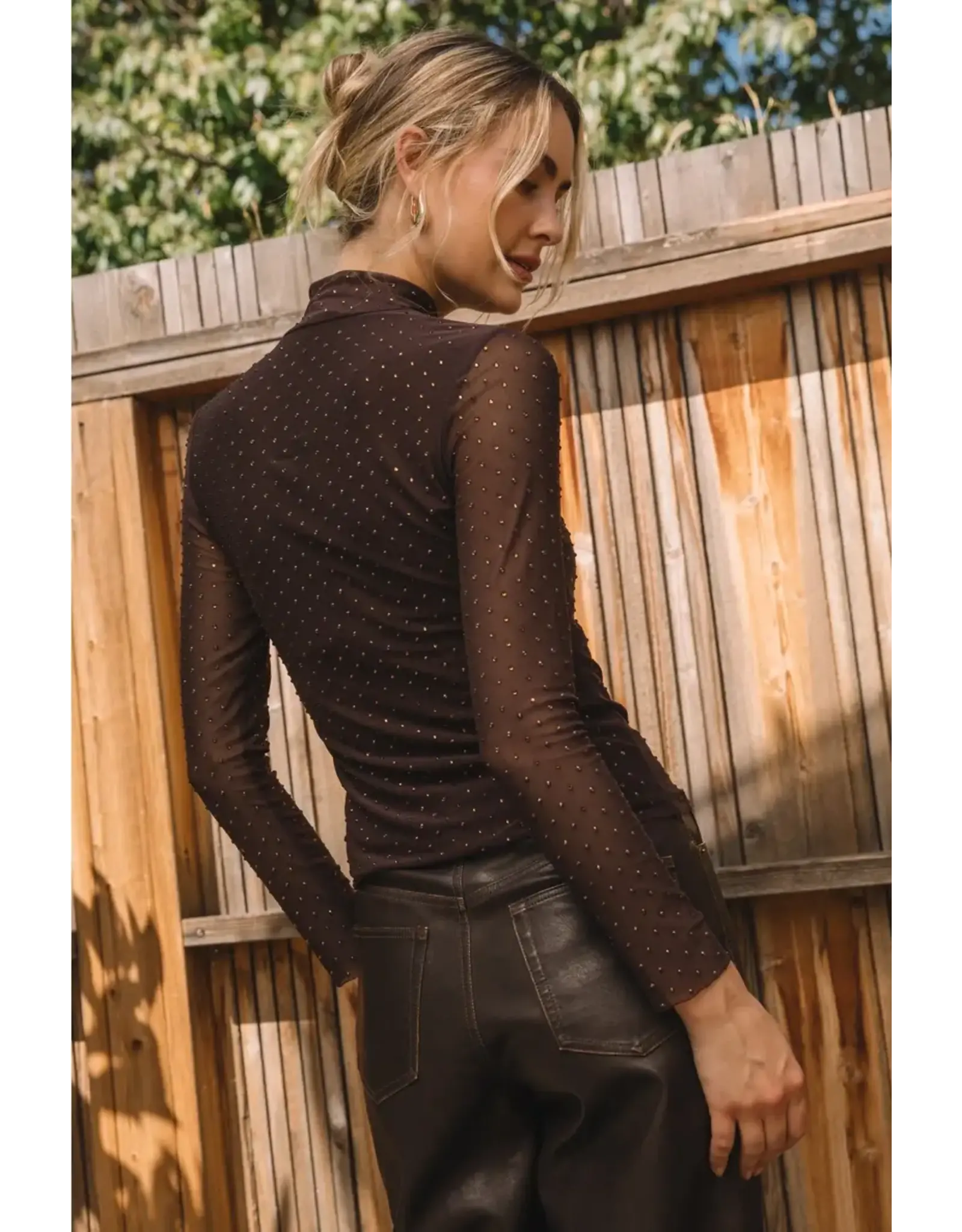 EMBELLISHED MESH MOCK TOP