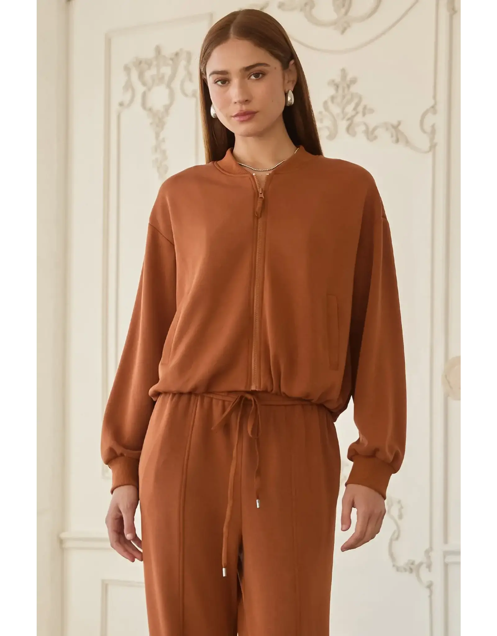 BRUSHED MODAL BOMBER JACKET