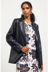 FAUX LEATHER OPEN BLAZER