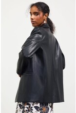 FAUX LEATHER OPEN BLAZER