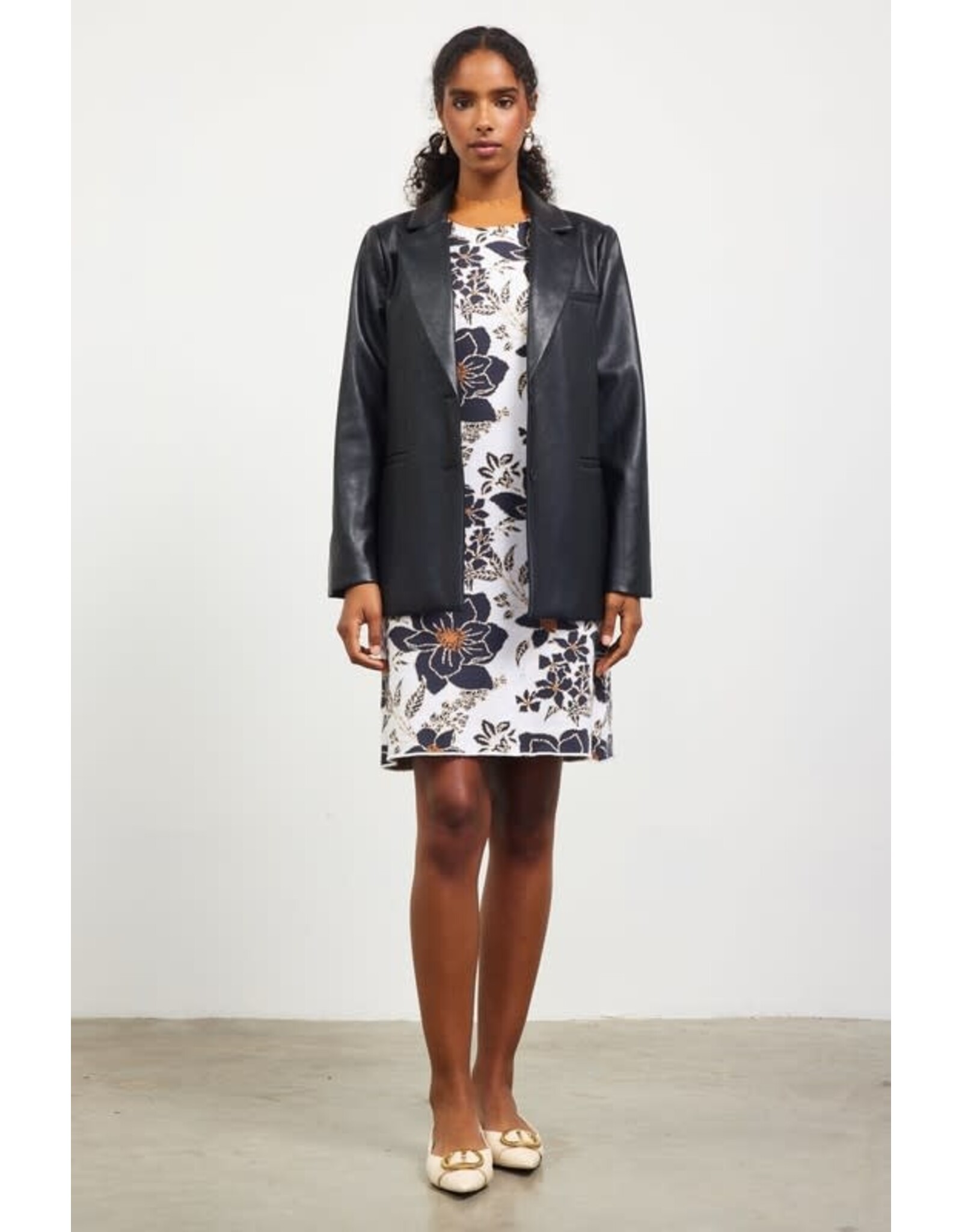 FAUX LEATHER OPEN BLAZER