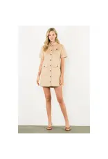 UTILITY POCKET BUTTON FRONT MINI DRESS