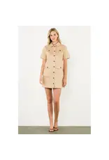 UTILITY POCKET BUTTON FRONT MINI DRESS