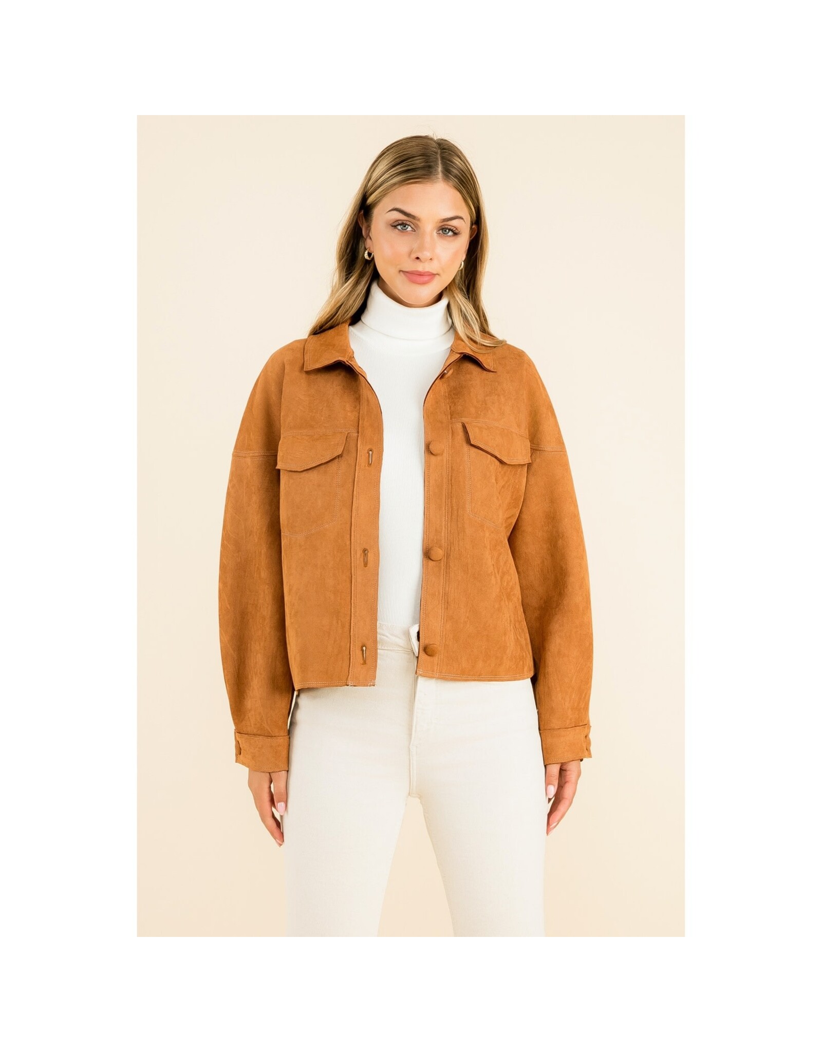 SUEDE BUTTON UP JACKET