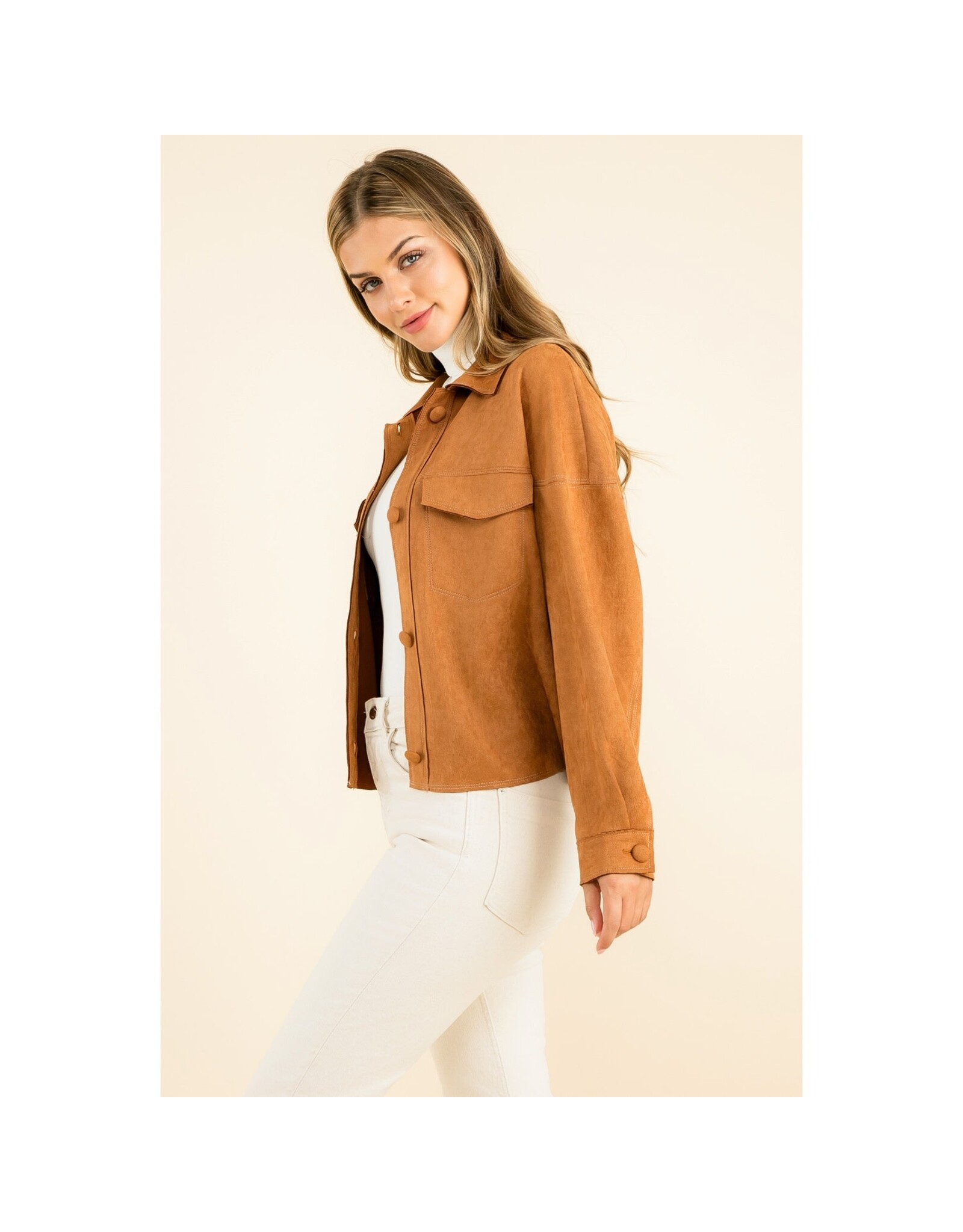 SUEDE BUTTON UP JACKET
