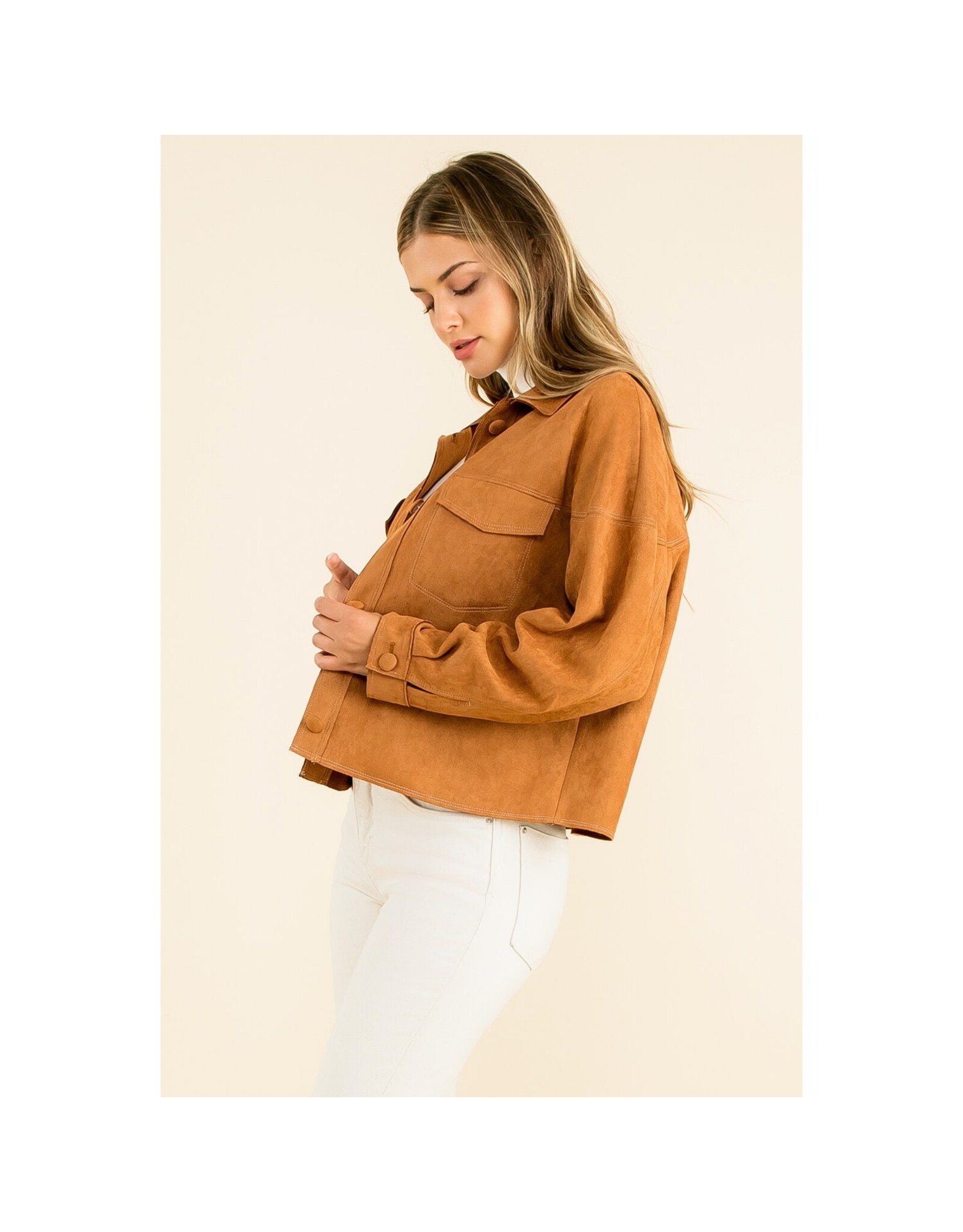 SUEDE BUTTON UP JACKET