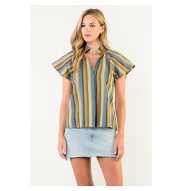 STRIPE V NECK TOP