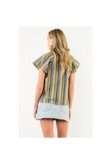 STRIPE V NECK TOP