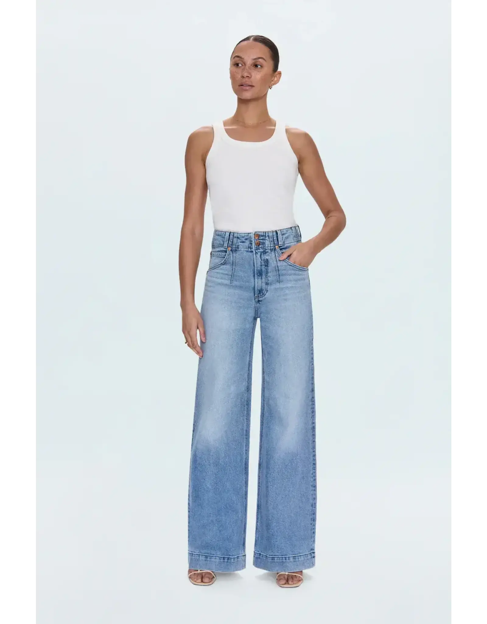 LANA DBL BUTTON HIGH RISE WIDE LEG